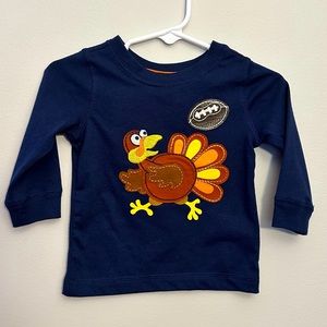 Navy Blue Long-sleeve Turkey with Football Shirt, size 6 months
